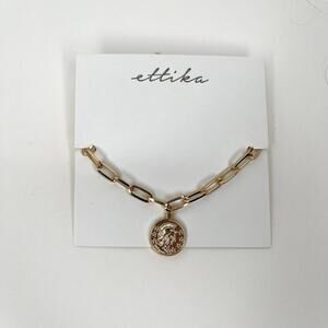 Ettika Fashion Jewelry Gold Chunky Chain Coin Pendant Charm Bracelet GTB1496 NWT